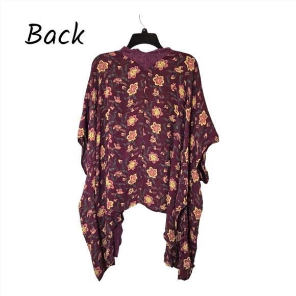 Sun & Shadow Floral Open Kimono Style Cardigan Crochet Trim Size M/L - Picture 4 of 5
